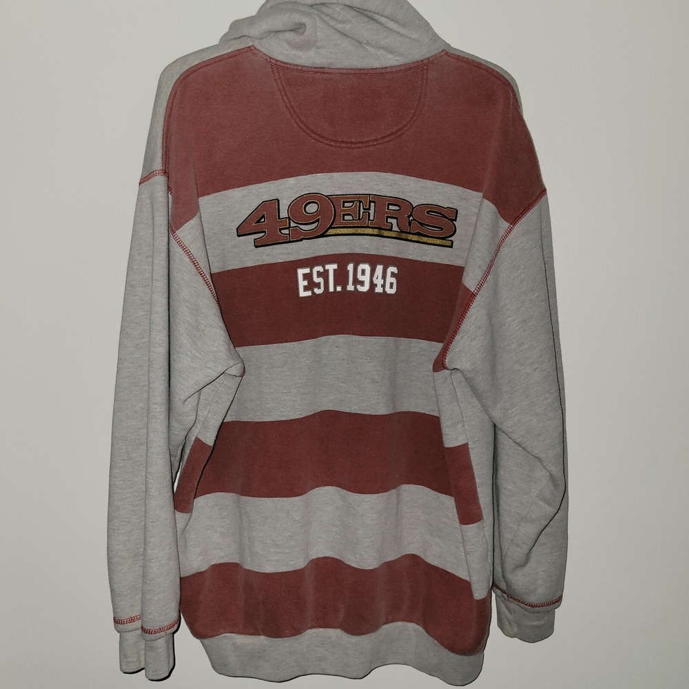 NFL Pro Line San Francisco 49ers 1/2 Zip Hoodie Men's Size XL Striped